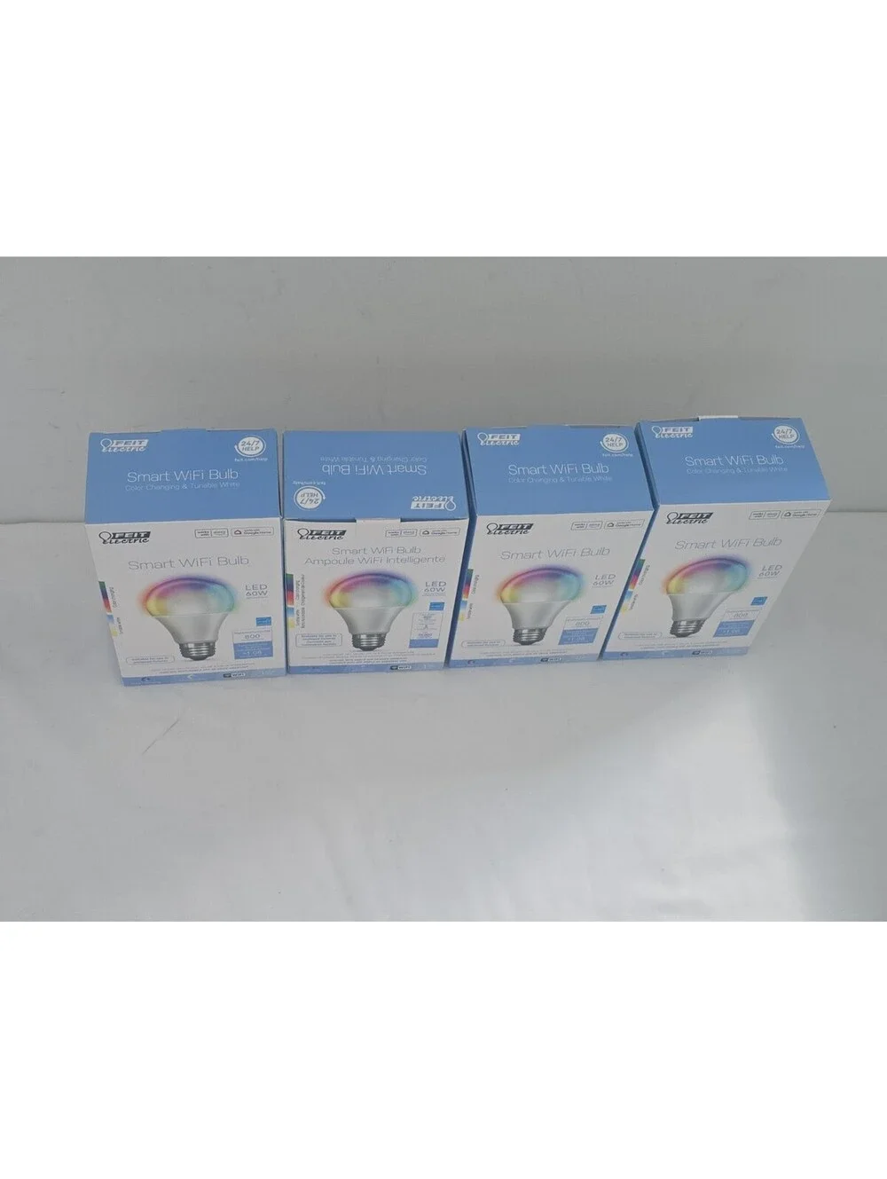 New 4 Pack FEIT Electric Smart WiFi LED Color Changing & Dimmable A19 60W Bulb